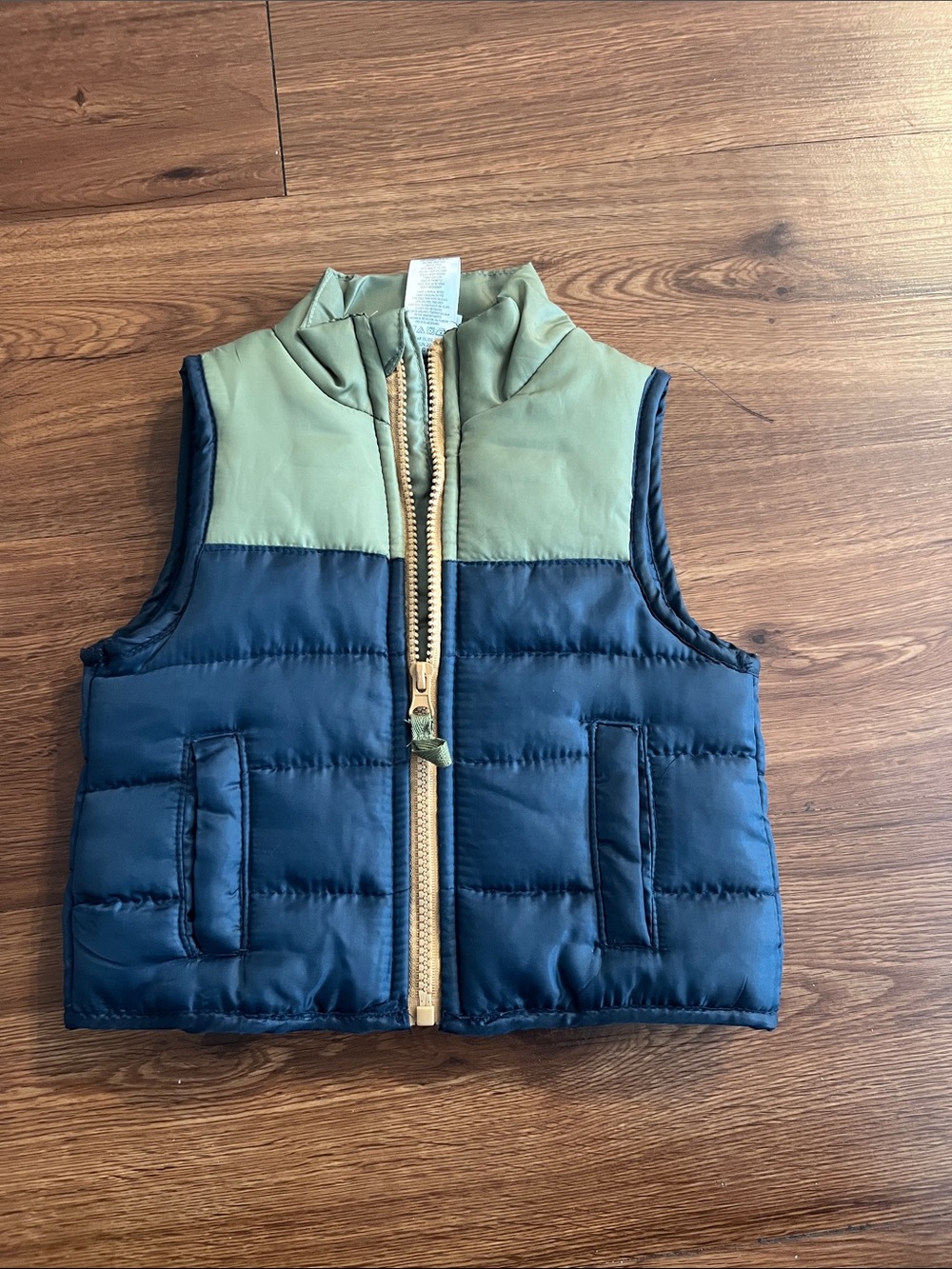 Kids Colorblock Puffer Vest in Navy and Olive